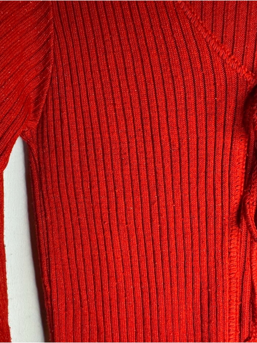 Girls' Red Ribbed Tie-Front Sweater Top - Picture 5 of 8